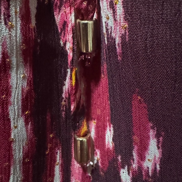 House of Harlow 1960 Mini Dress - Burgundy Chiffon - Ruffle High Neck - Size 6 - Picture 10 of 15